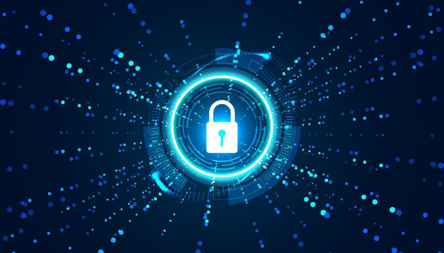 Abstract background digital concept circle padlock cybersecurity anti virus malware spy protection cyber theft security On a blue-black background vector