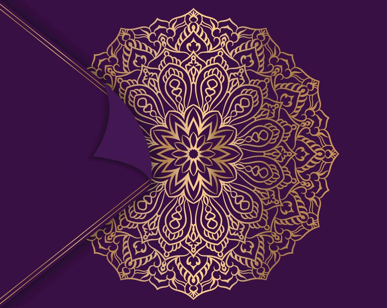 luxury ornamental mandala design background in gold color and pink background. vector