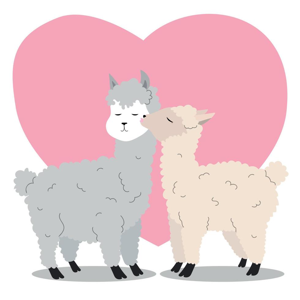 Cute alpacas couple vector