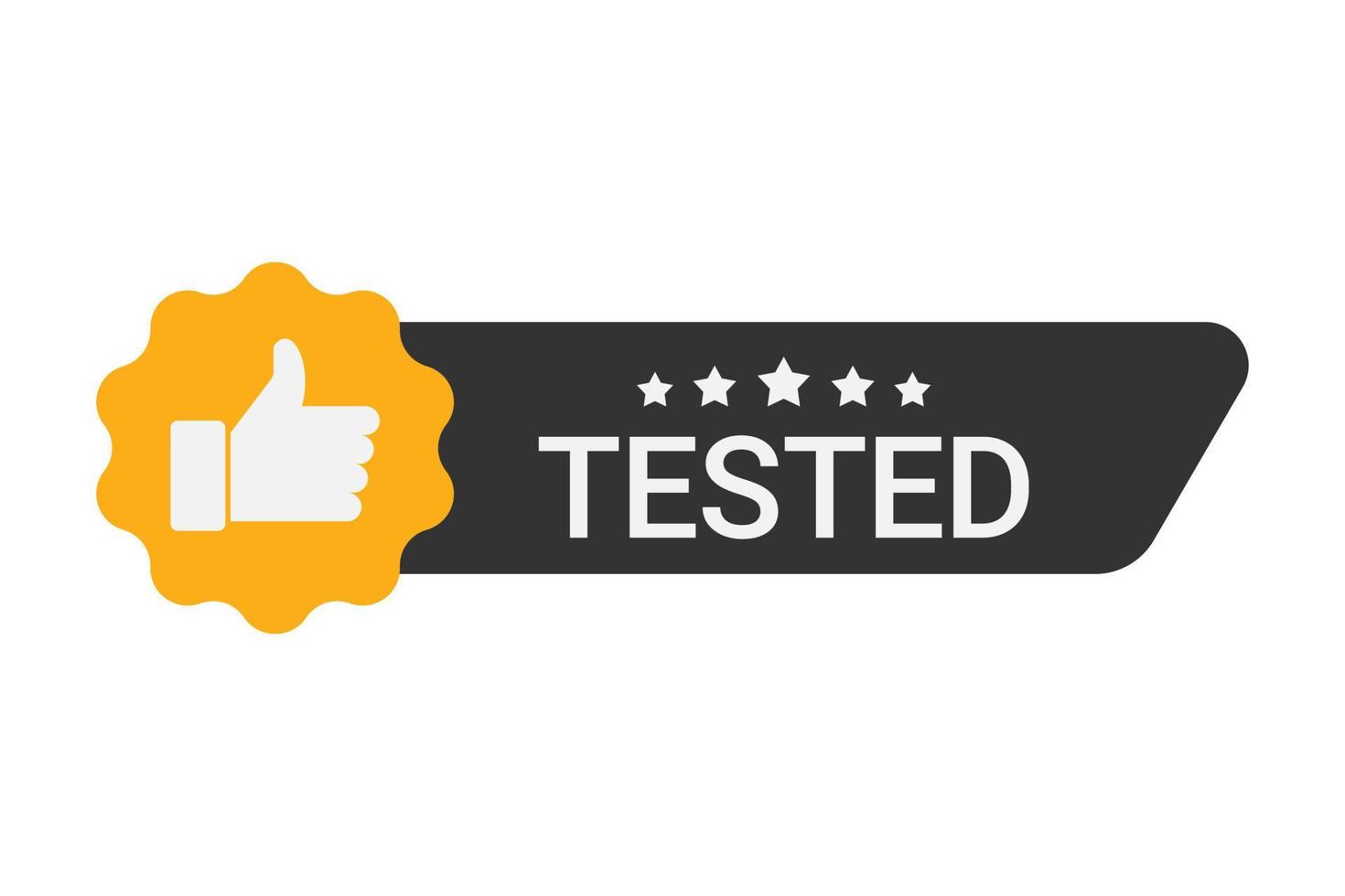 Tested label with five stars and thumbs up vector
