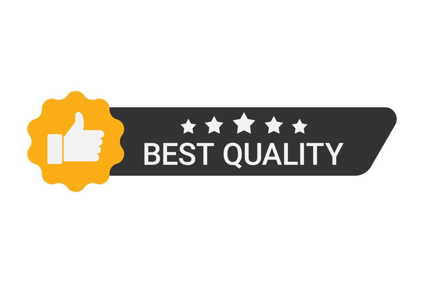 Best quality label with five stars and thumbs up vector