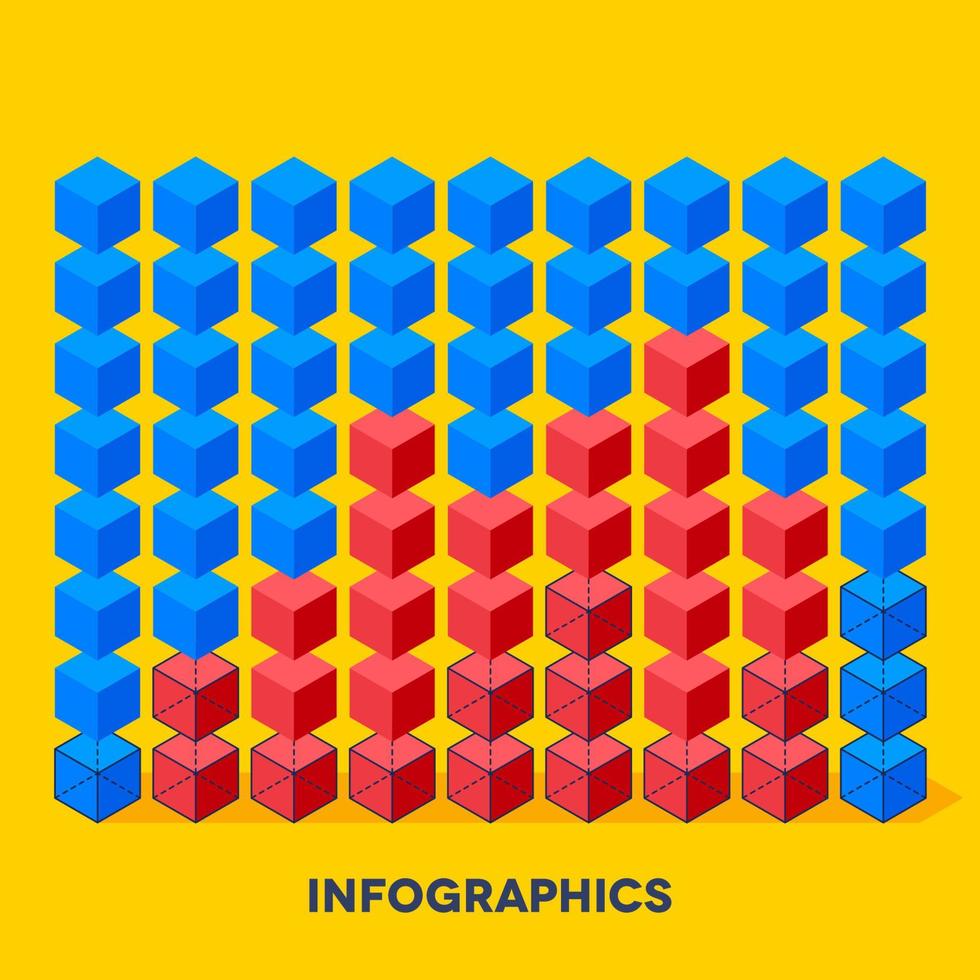 infografías planas con cubos y estructuras cableadas vector