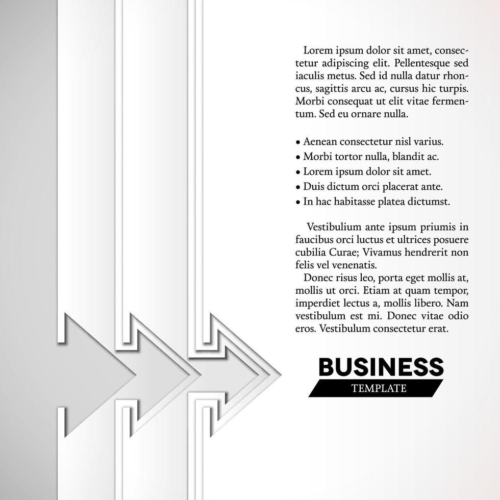 White arrows business template with cut paper layers and shadows vector