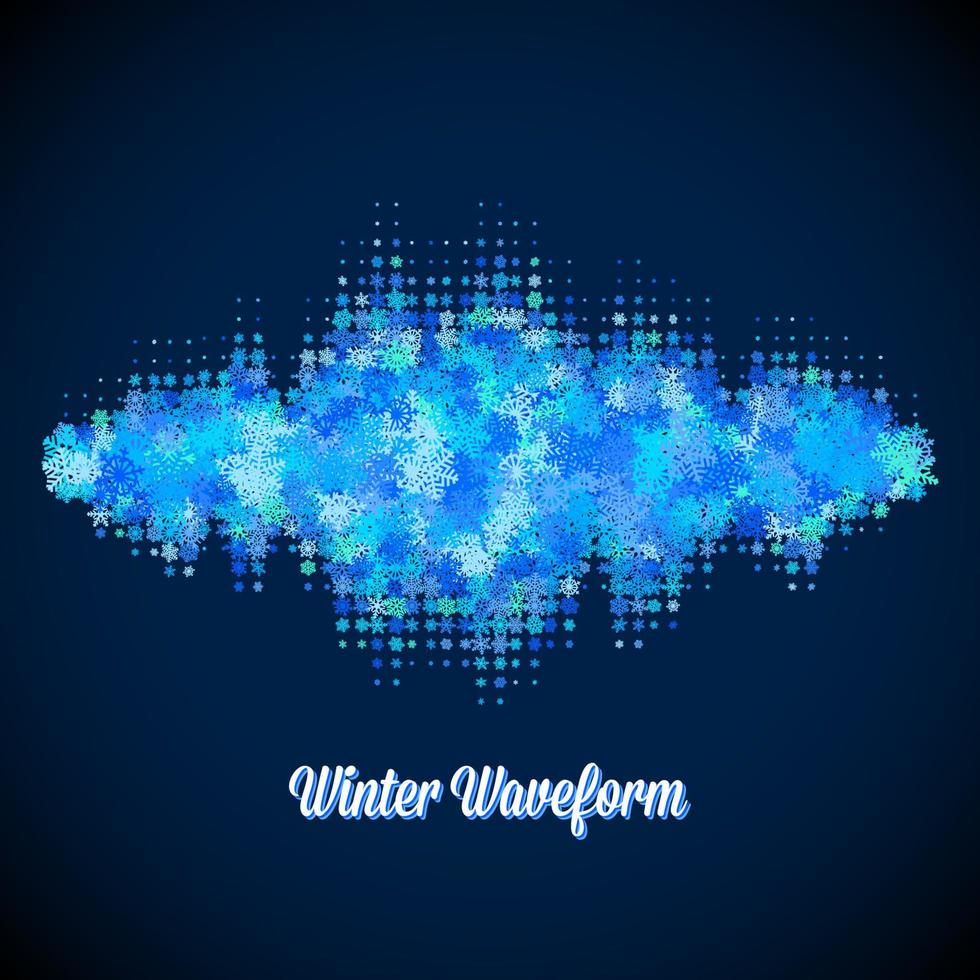 Christmas sound and music waveform made of different scattered snowflakes vector