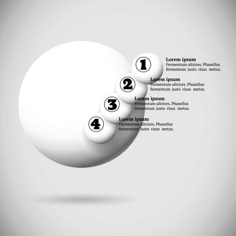 Infographics with group of flying numbered white balls vector