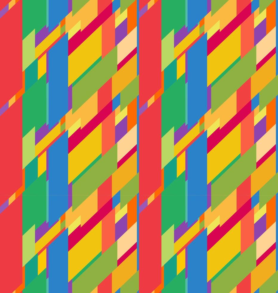 Flat colorful seamless pattern with chaotic skewed rectangles vector