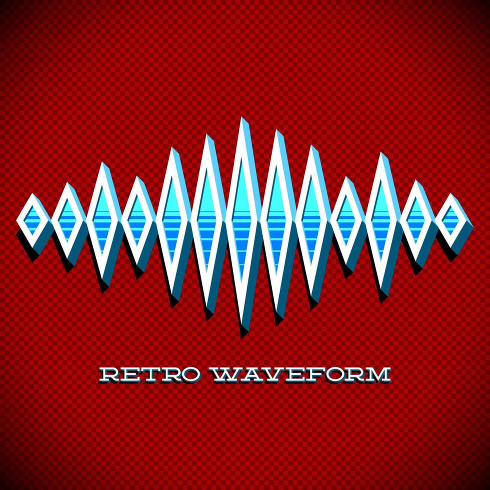 Retro card with 3D sound waveform and shadow vector
