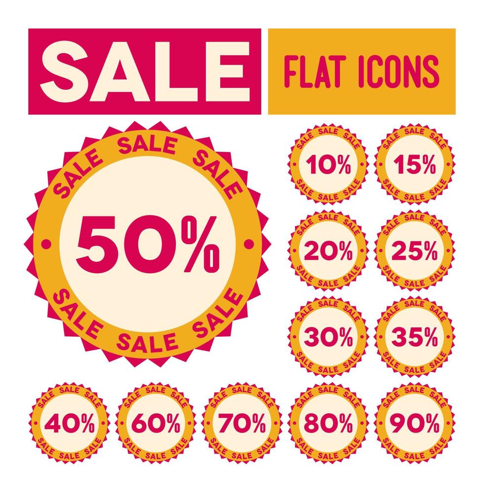 Set of flat sale labels with percents vector