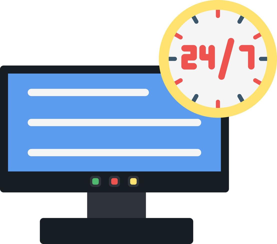 24 7 Monitoring Vector Icon Design