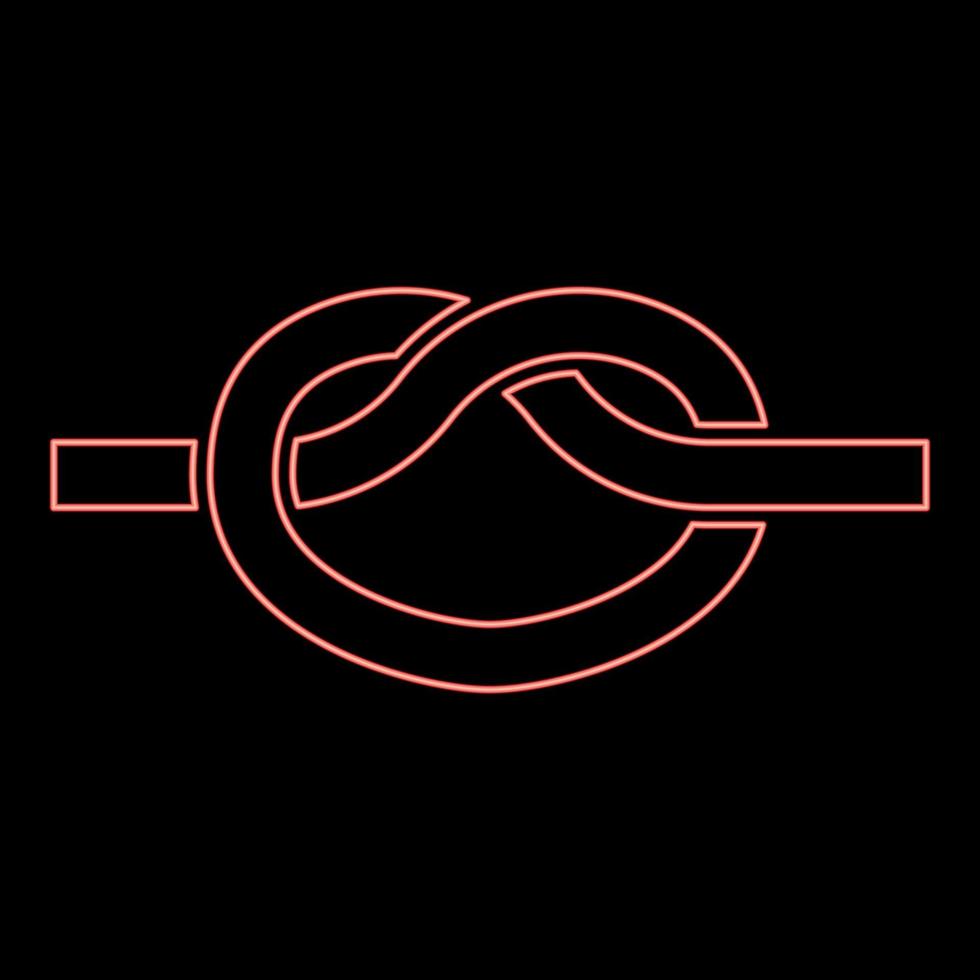 Neon knot Rope tied Node Join concept Noose icon black color vector illustration flat style image red color vector illustration image flat style