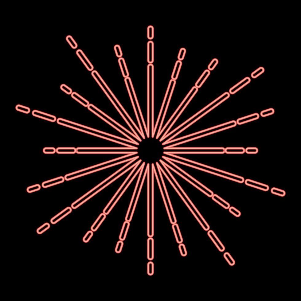 Neon sunburst Fireworks rays Radial ray Beam lines Sparkle Glaze Flare Starburst concentric radiance lines red color vector illustration image flat style