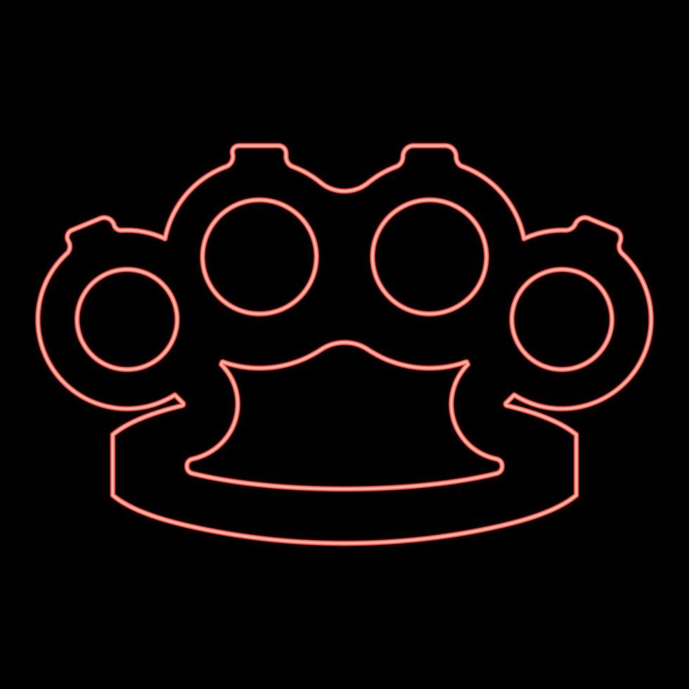 Neon knuckleduster Knuckles Weapon for hand red color vector illustration image flat style