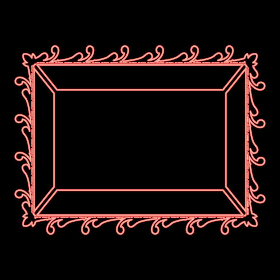 Neon picture frame icon black color vector illustration flat style image red color vector illustration image flat style