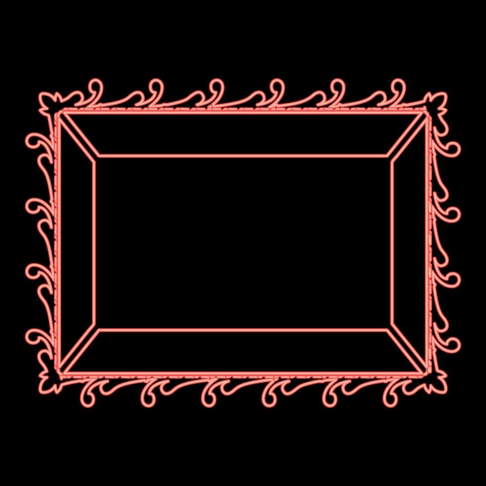 Neon picture frame icon black color vector illustration flat style image red color vector illustration image flat style