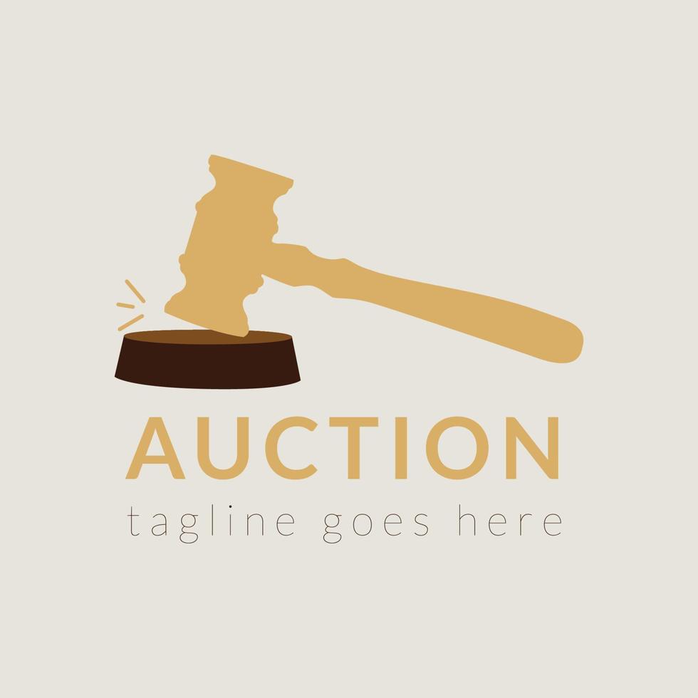 Smart Auction logo. Hammer illustration auction logo. vector