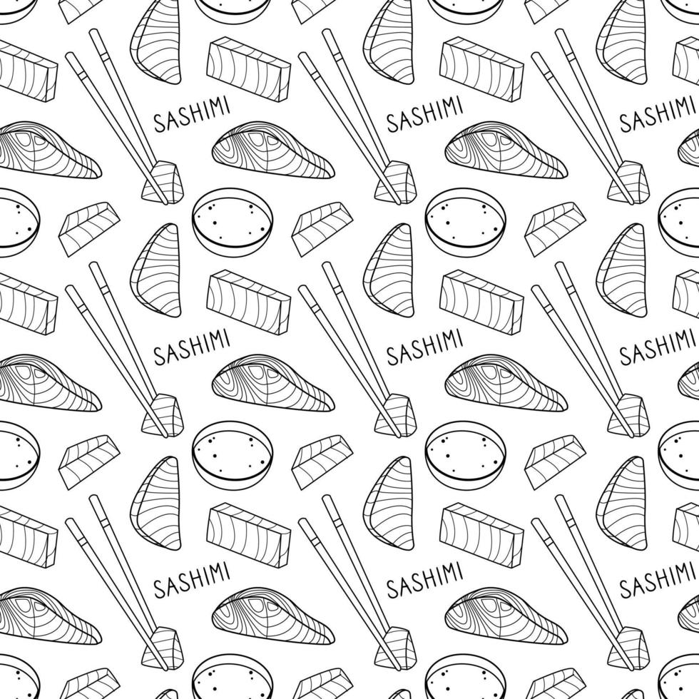 un juego de sushi japonés, rollos. artículos para comida asiática. cocina japonesa. ilustración vectorial platos asiáticos para menús y restaurantes. vector