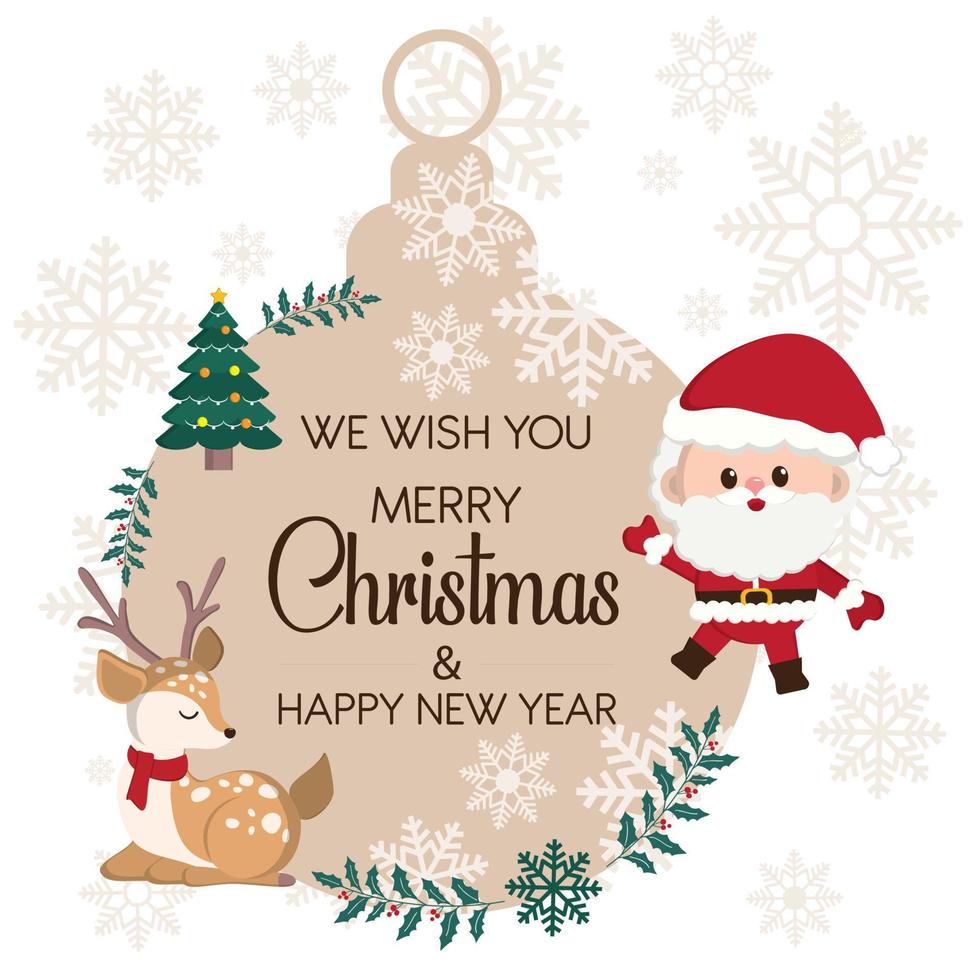 Christmas Badges Ornament with Santa and Deer vector