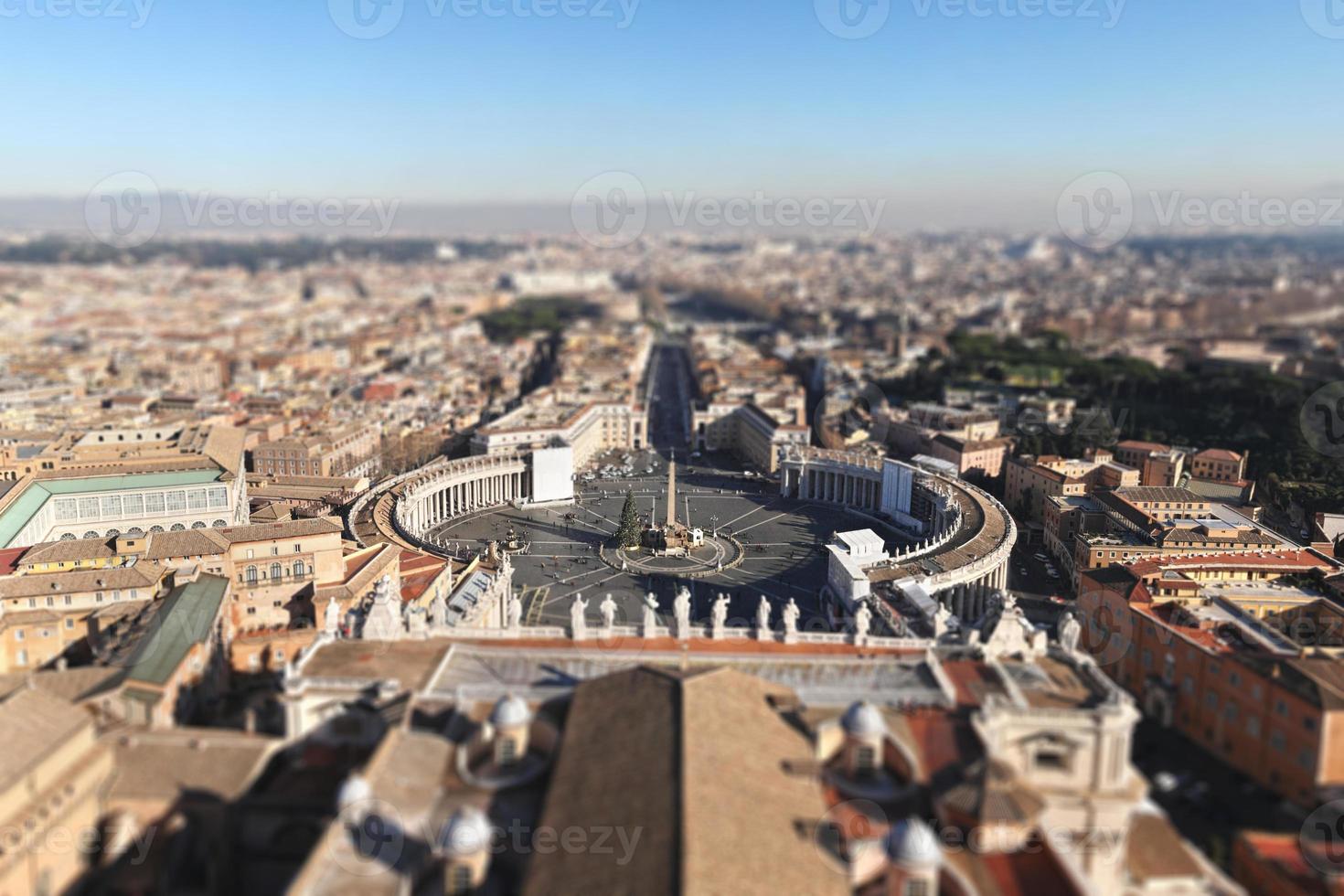 Italy, Rome, Vatican, St. Peter's Cathedral, top view of the square, main square, city panorama. photo