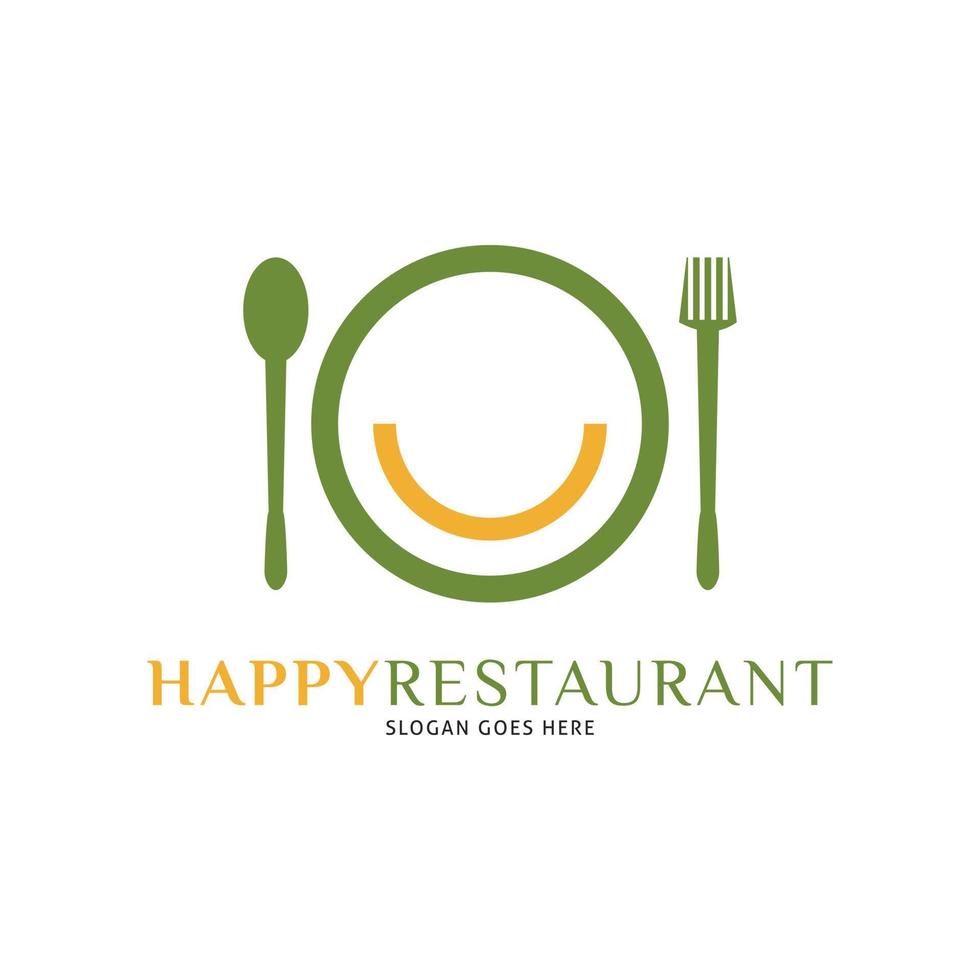 Happy Restaurant Logo Vector Icon Illustration