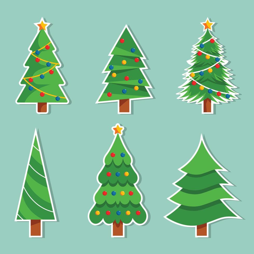 colección de árboles de navidad. árbol de navidad diferente, ilustración vectorial vector