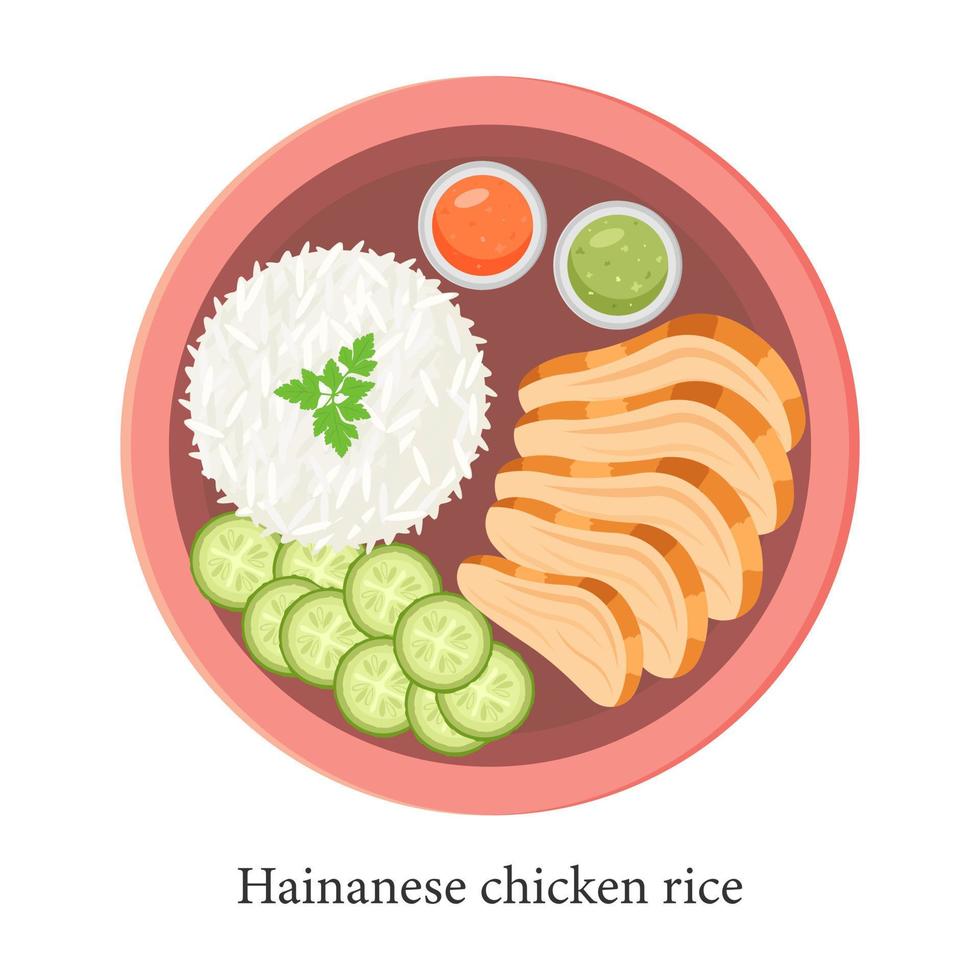 Hainanese style chicken rice with sauce. Vector illustration. 16273297
