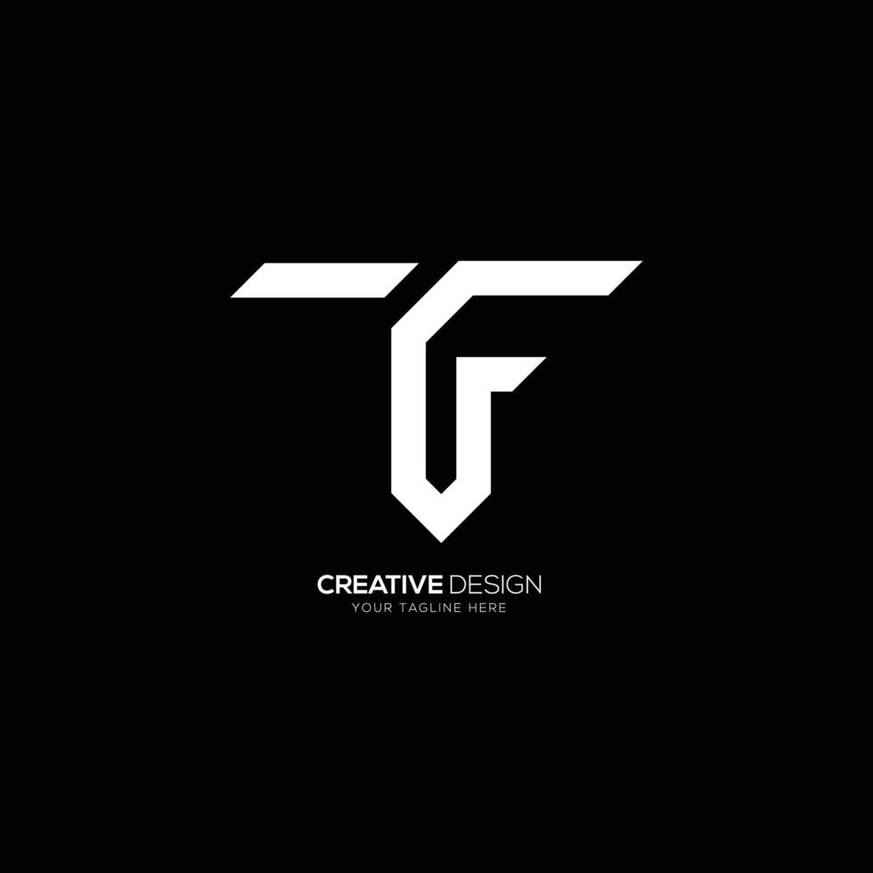Modern letter T F minimal monogram logo vector