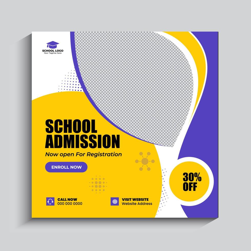 School admission or Back to school promotion social media post banner template vector