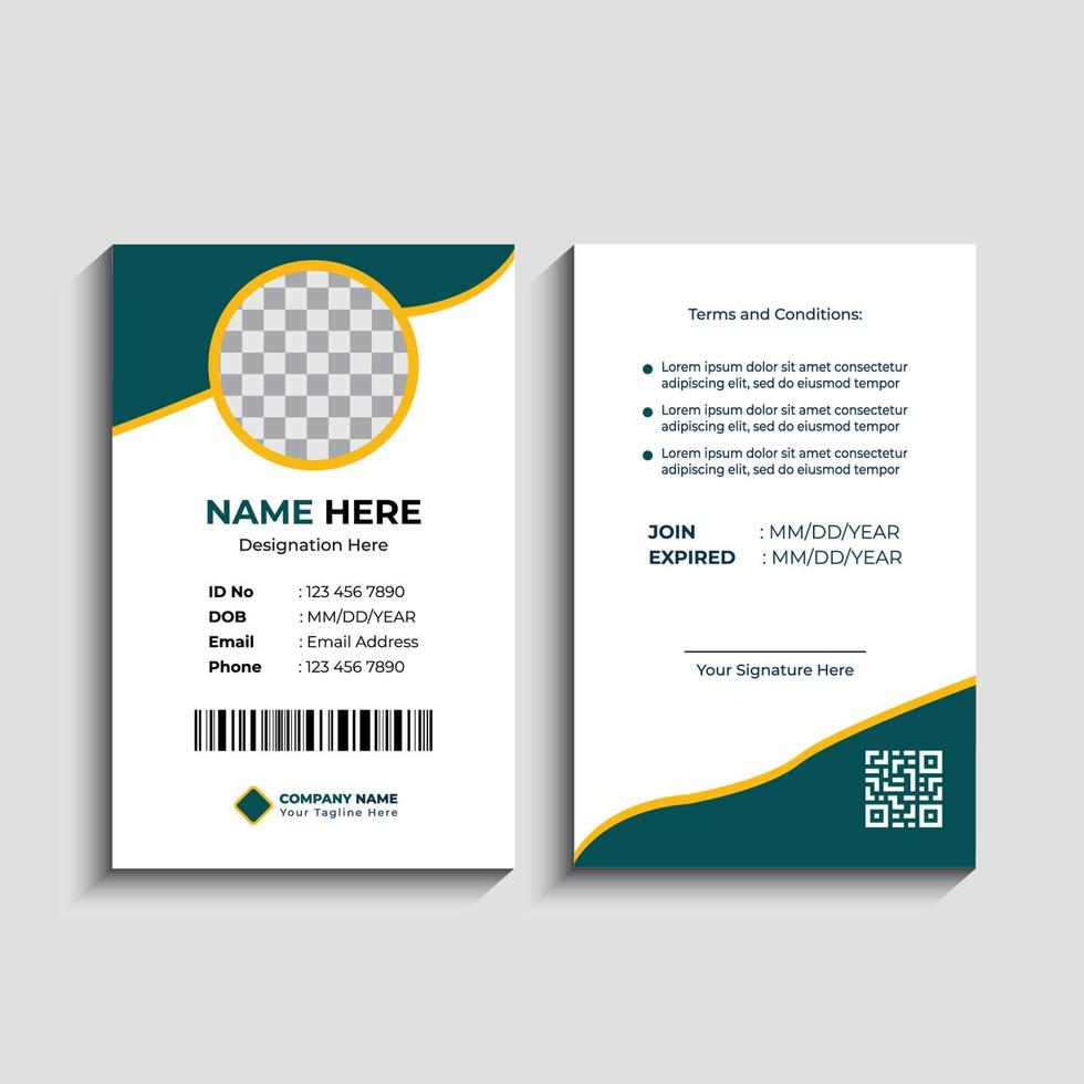 Corporate Office ID card template design. Employee identity Card 