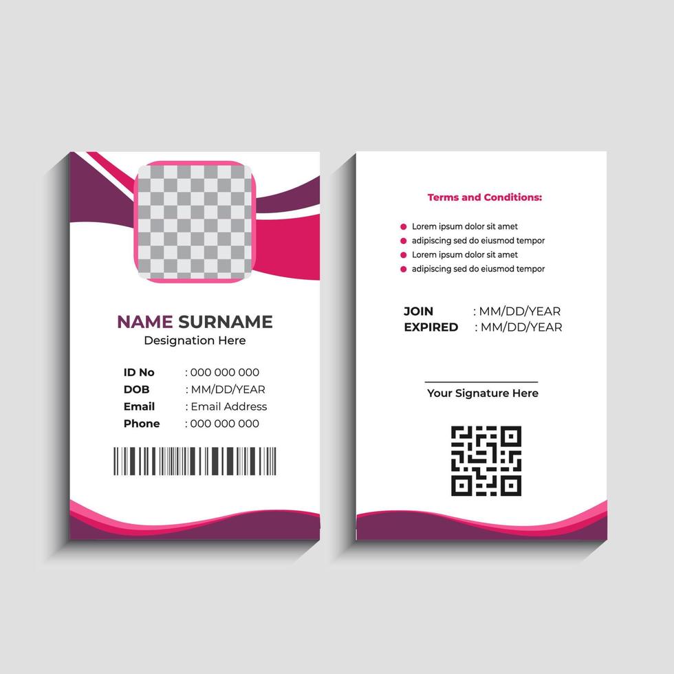 Corporate Office ID card template design. Employee identity Card vector