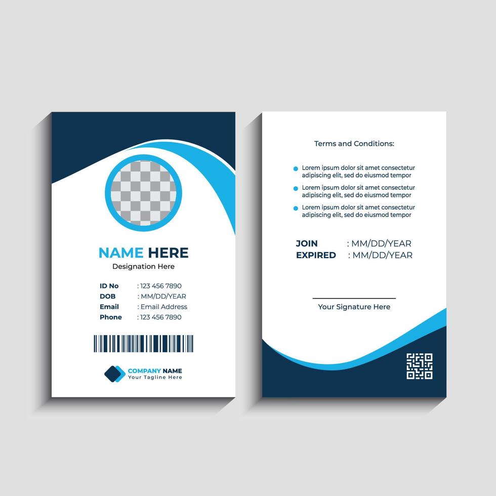 Corporate Office ID card template design. Employee identity Card vector