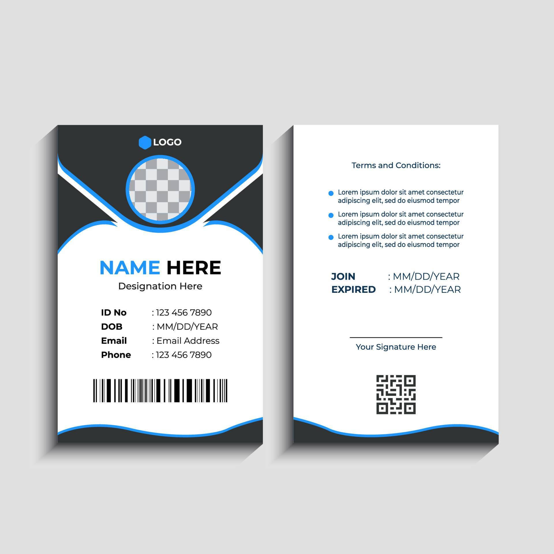 Corporate Office ID card template design or Employee identity Card