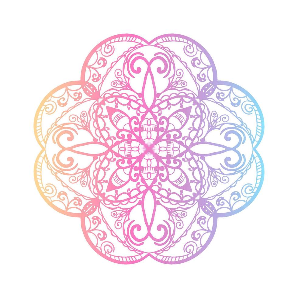 Ethnic motif mandala, boho ornament colorful isolated on white background. Anti-stress therapy patterns. Weave design elements. Yoga. Vector illustration