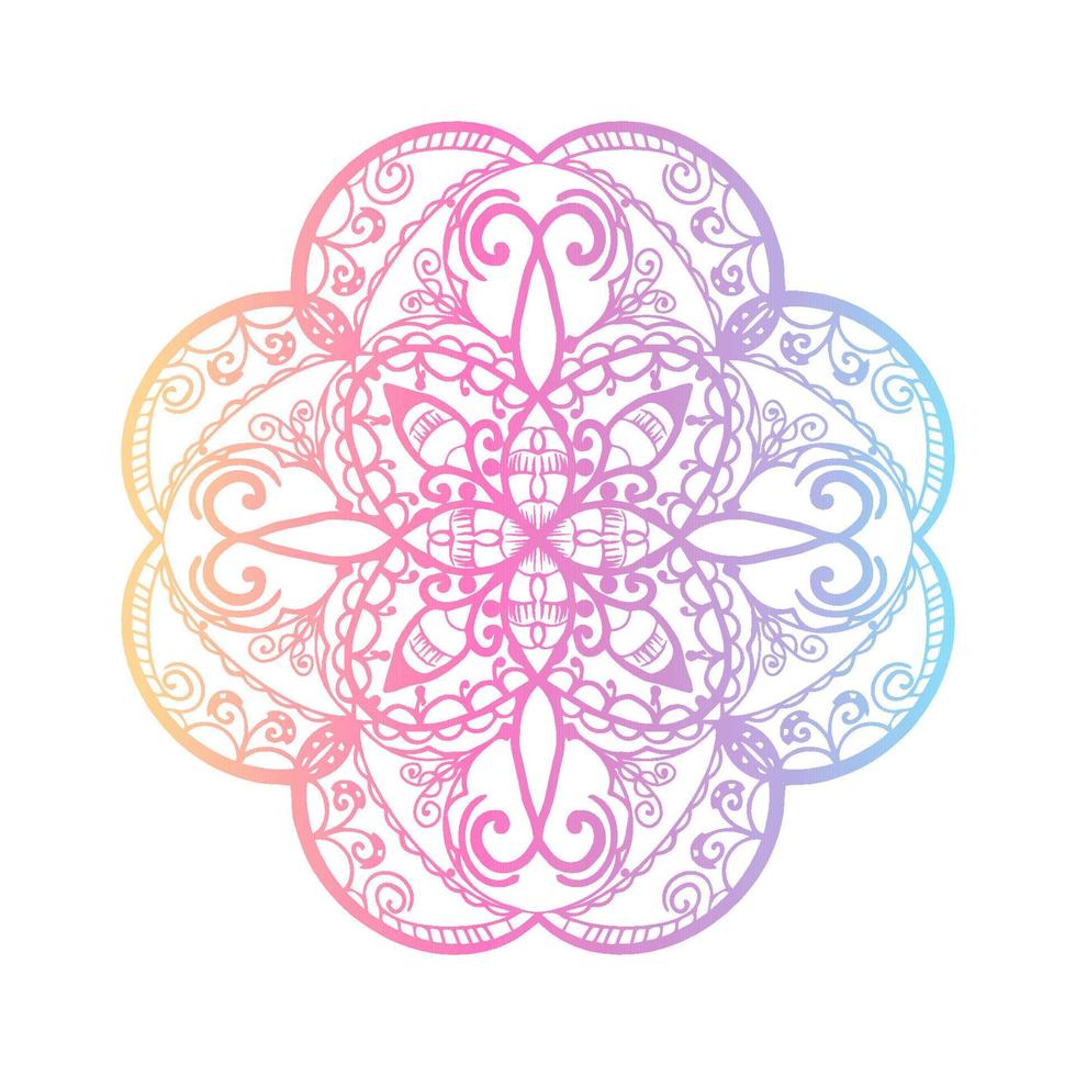 mandala de motivos étnicos, adorno boho colorido aislado sobre fondo blanco. patrones de terapia antiestrés. tejer elementos de diseño. yoga. ilustración vectorial vector