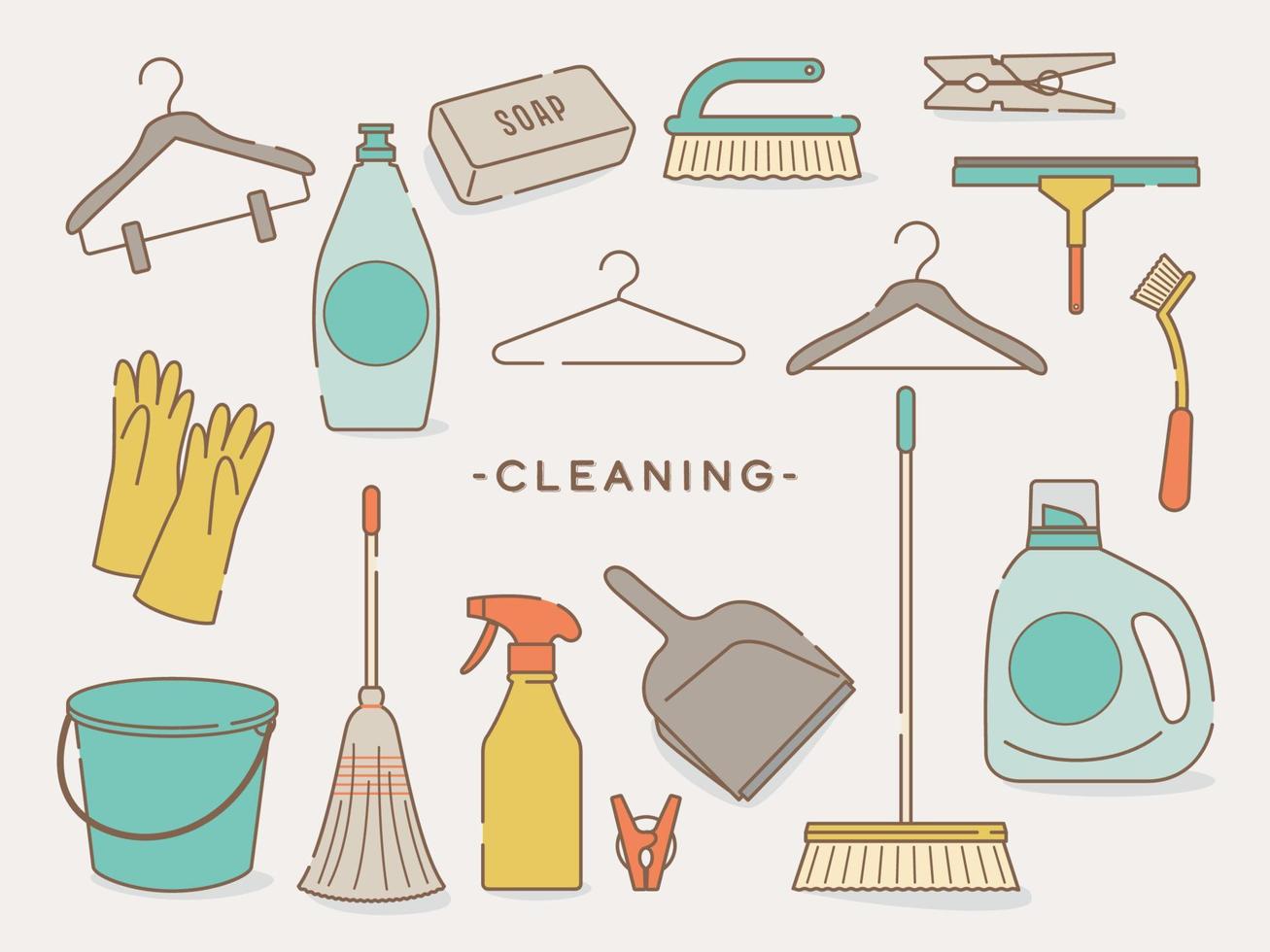 illustration set of daily necessities -cleaning products vector