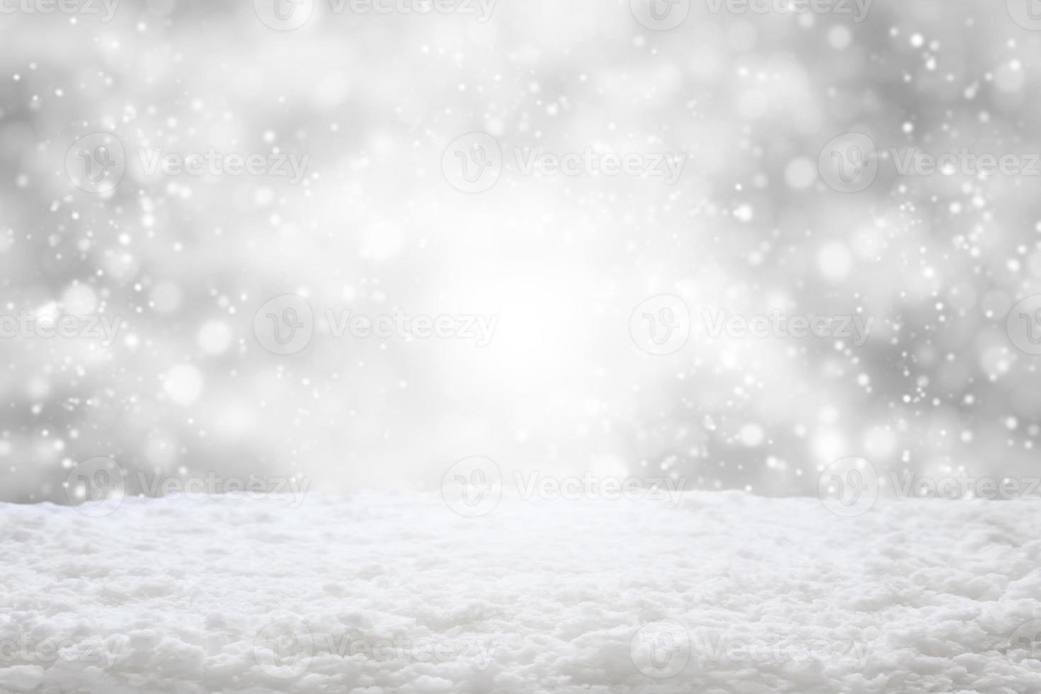 Empty white snow with snowfall winter nature Christmas background photo