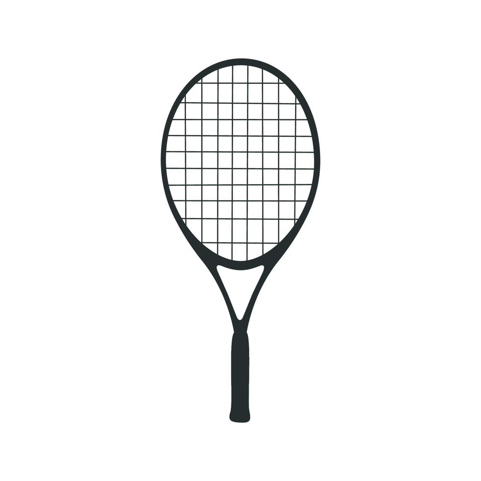 Flat vector illustration in childish style. Hand drawn tennis racket with dampener