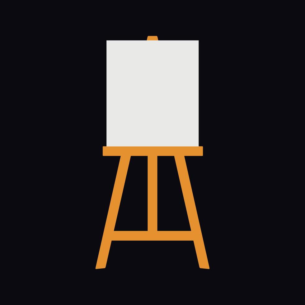 Flat vector painting tools in childish style. Hand drawn art supplies, easel with canvas