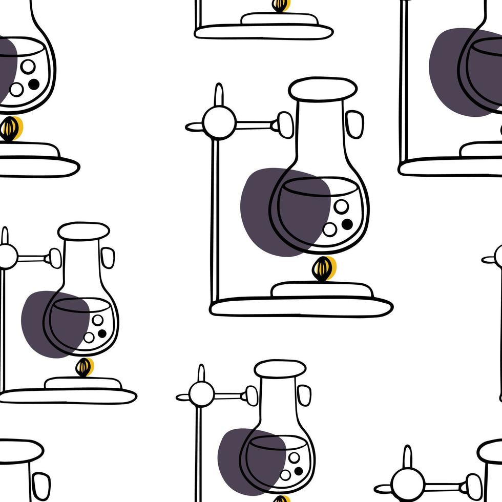 Seamless pattern Doodle flask heated on fire vector