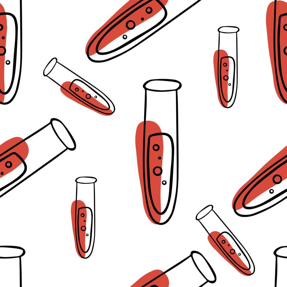 Seamless pattern Doodle chemical test tube vector