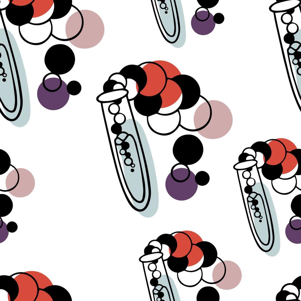 Seamless pattern Doodle chemical test tube and liquid vector