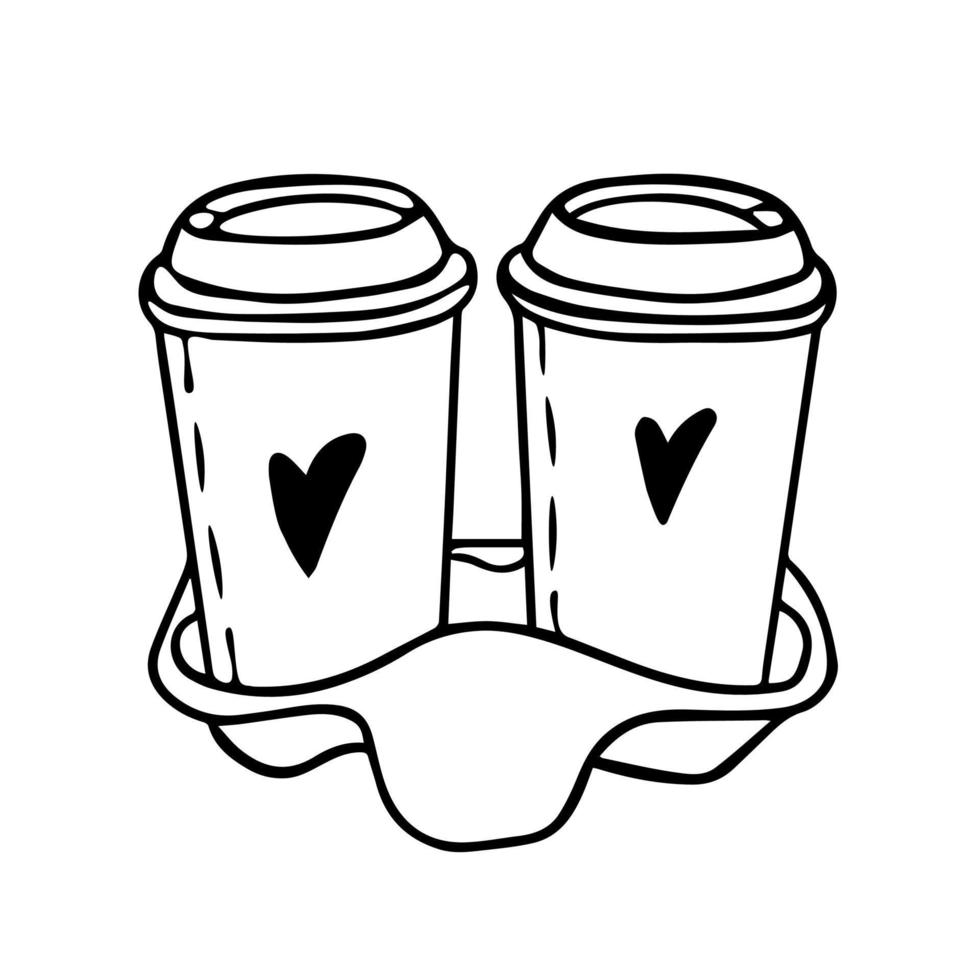 Two cups of coffee on a cardboard vector