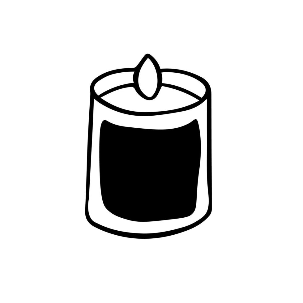 Burning aroma candle in a glass jar vector