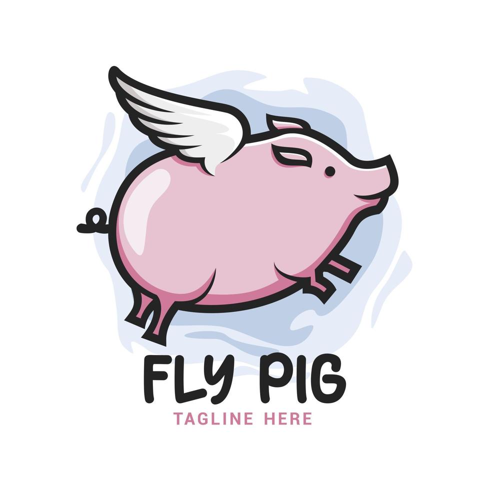 Fly Pig Logo Vector Template
