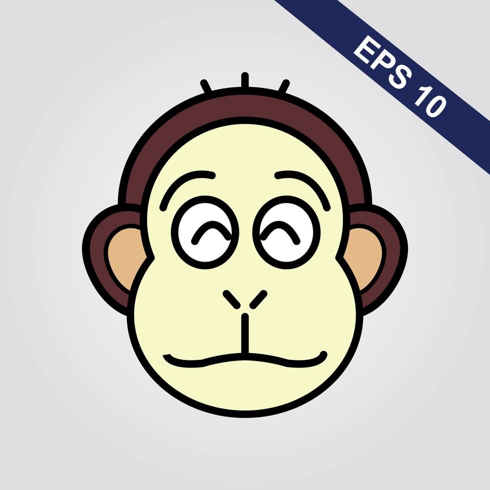 Cute monkey icon. Vector illustration isolated on a grey background.