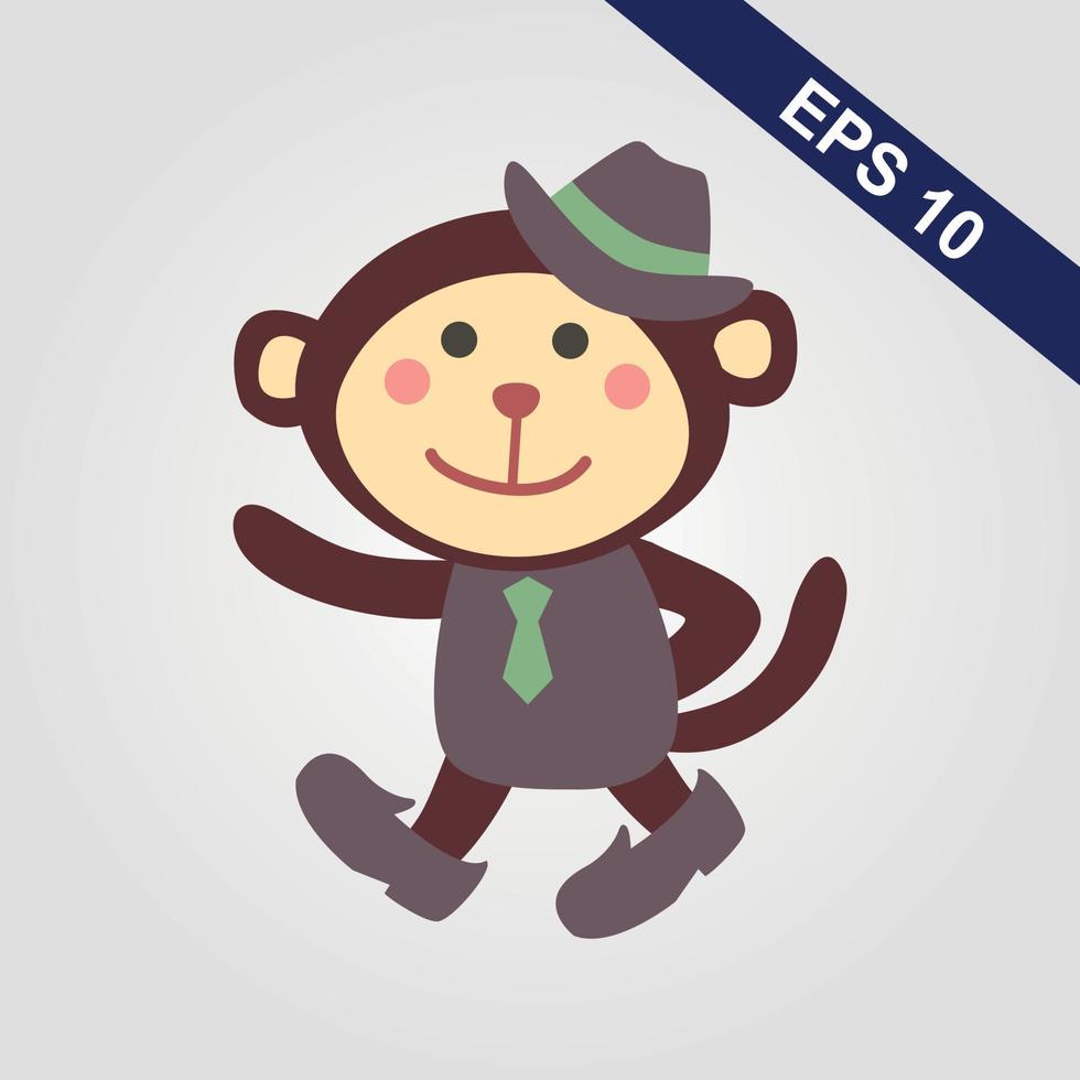 Cute monkey icon. Vector illustration isolated on a grey background.