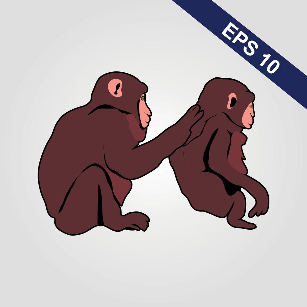 Cute monkey icon. Vector illustration isolated on a grey background.
