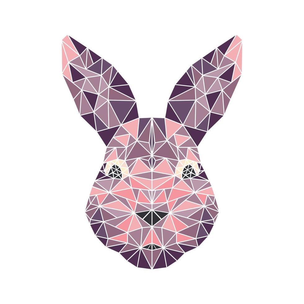 Rabbit low poly design. Hare polygonal art. Vector illustration of rabbit head in geometric graphic style. Colorful triangles. 2023 symbol