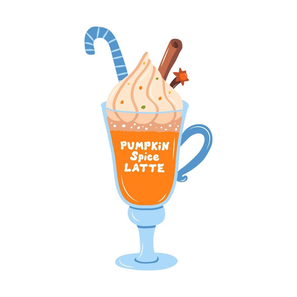 seasonal flavored product pumpkin latte coffee. vector illustration