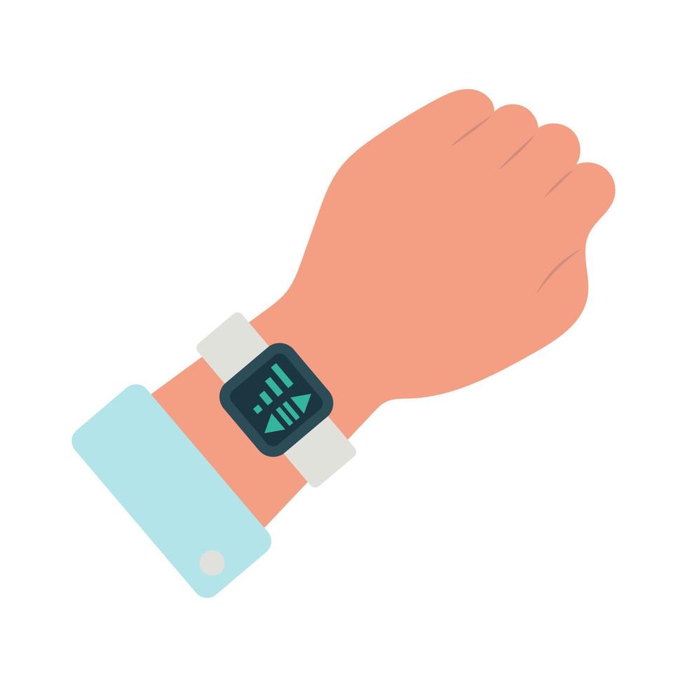 Music control via smart watch. vector illustration