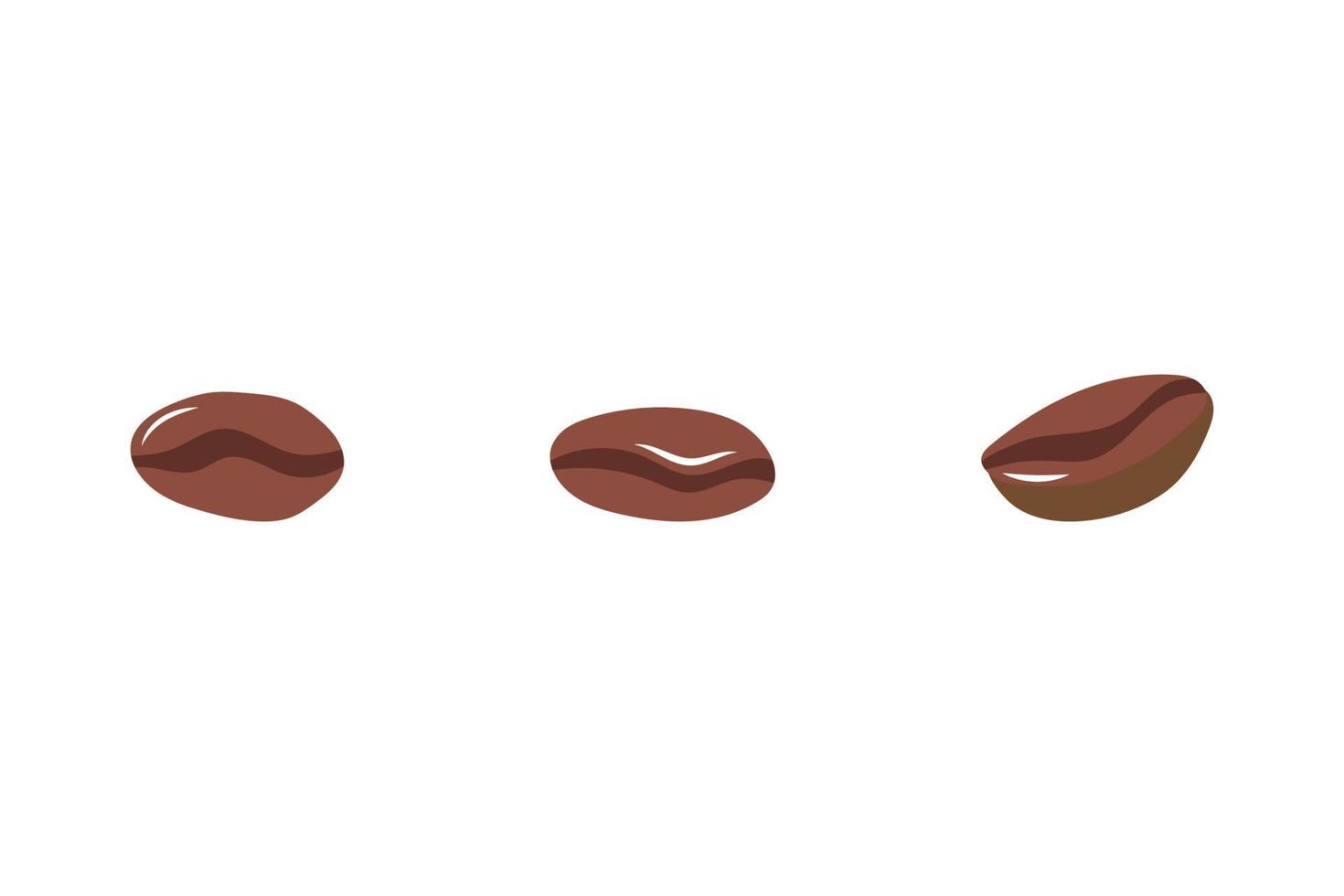 A set of simple coffee beans in a flat style. vector illustration